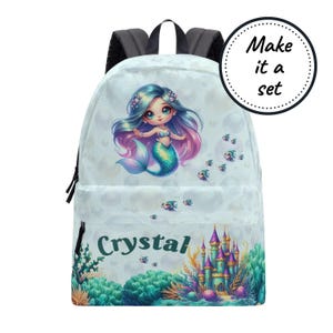 Sac à dos personnalisé pour tout-petit avec nom personnalisé, cartable princesse sirène pour filles, joli sac à dos en toile, sacoche de maternelle pour enfants, meilleur cadeau