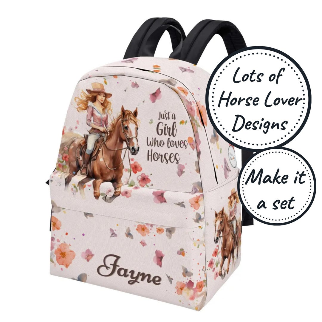 Horse Backpack, Kids Equestrian Rucksack, Unisex Animal School or