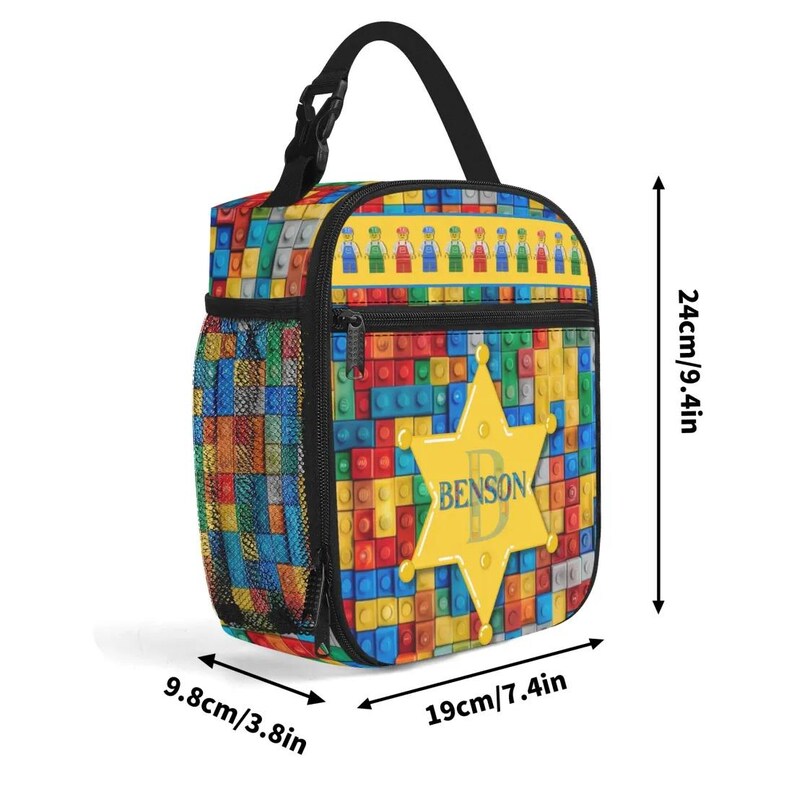 Custom Name Insulated Lunch Bag for Kids With Brick Design ...