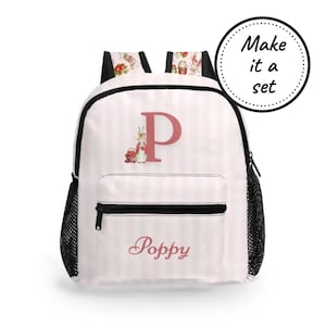 Sac à dos personnalisé pour tout-petit avec nom et monogramme personnalisés, cartable lapin rose pour enfants, sac à dos mignon pour bébé, cartable Meilleures filles pour la maternelle