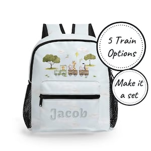Sac à dos personnalisé pour tout-petit avec nom personnalisé, cartable train d'animaux pour enfants, sac à dos mignon bébé garçon cartable maternelle meilleur cadeau d'anniversaire
