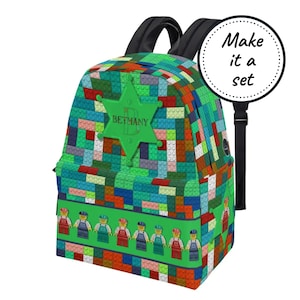 Sac à dos personnalisé pour tout-petit avec monogramme et nom personnalisé, cartable pour enfant Bricks, joli sac à dos en toile, meilleure sacoche pour la maternelle