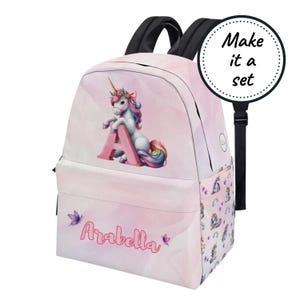 Sac à dos personnalisé pour tout-petit avec monogramme et nom personnalisé, cartable licorne pour enfants, joli sac à dos en toile pour filles, meilleure sacoche pour la maternelle