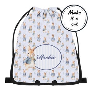 Sac à cordon personnalisé pour garçon avec lapins, sac résistant à l'eau pour la plage, la natation, la danse, l'éducation physique et la gym, fourre-tout personnalisé pour livres de bibliothèque