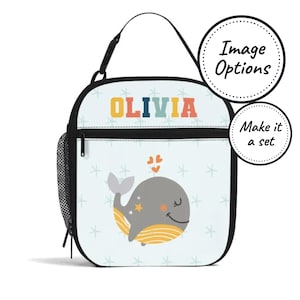 Sac à lunch isotherme personnalisé pour enfants avec motif sous-marin, boîte à lunch isotherme personnalisée, fourre-tout à collation pour bébés et tout-petits, cadeau d'anniversaire
