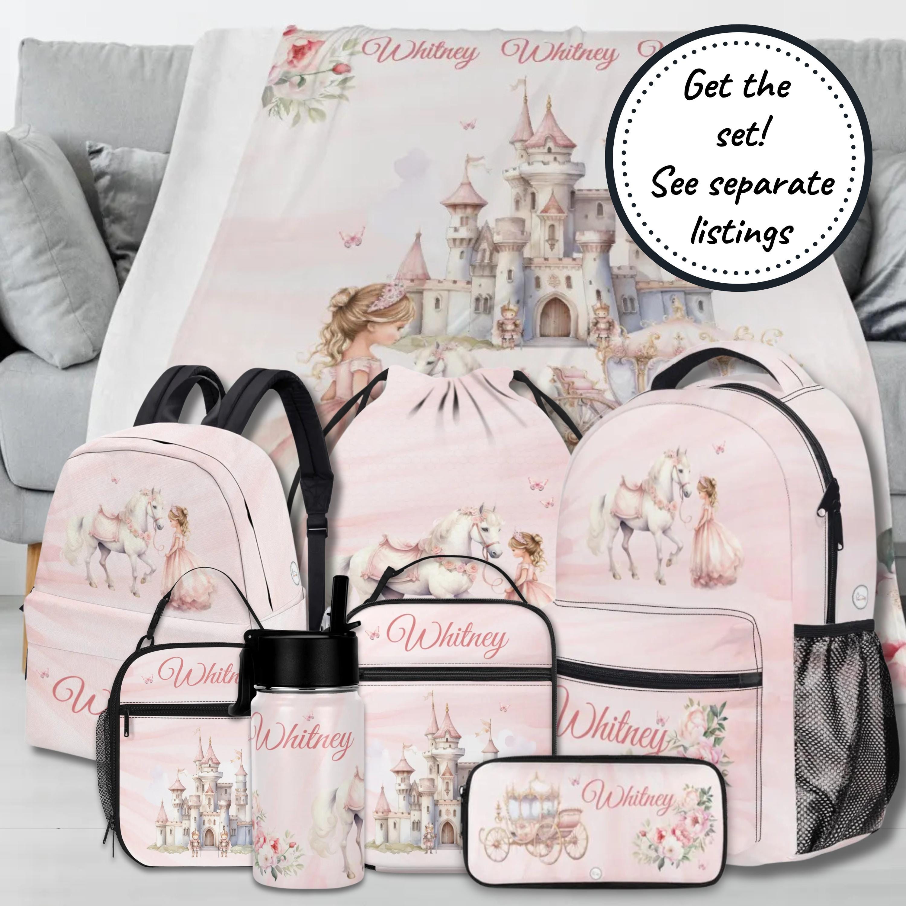 Personalised Drawstring Bag for Kids With Princess Castle, Girl Water ...