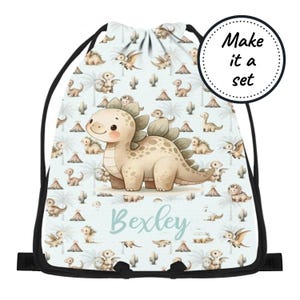Sac à cordon personnalisé pour enfant avec joli dinosaure, sac résistant à l'eau pour la plage, la natation, la danse, l'éducation physique et la gymnastique, sac fourre-tout personnalisé pour livre de bibliothèque