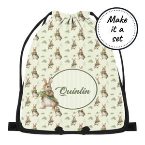 Sac à cordon personnalisé pour enfants avec lapins, sac résistant à l'eau pour la plage, la natation, la danse, l'éducation physique et la gym, fourre-tout personnalisé pour livres de bibliothèque