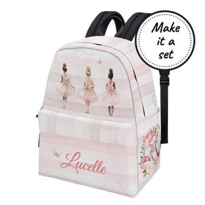 Sac à dos personnalisé pour tout-petit avec nom personnalisé, cartable ballerine pour enfants, joli sac à dos en toile, sacoche pour jardin d'enfants pour filles, meilleur cadeau de Noël