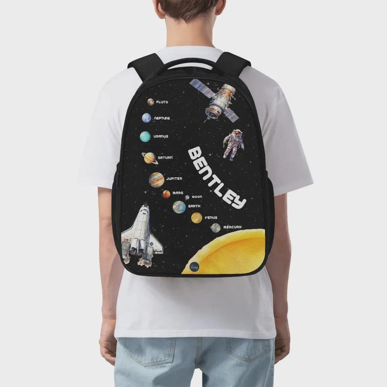 Personalised Solar System Backpack With Custom Name, Kids Planet School ...