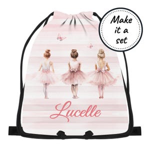 Bolsa com cordão personalizada para meninas com bailarina, bolsa impermeável para meninas para praia, natação, dança, educação física e academia, bolsa personalizada para livros da biblioteca