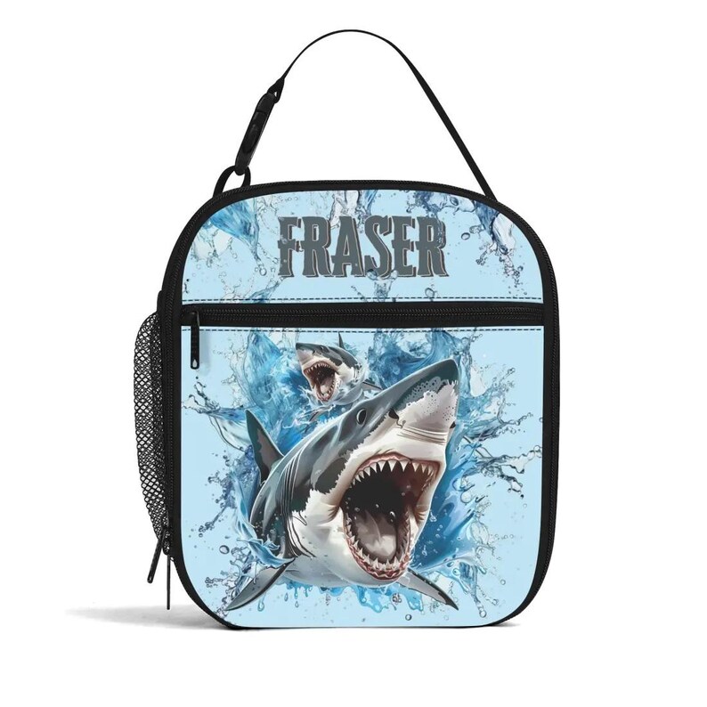Custom Name Insulated Lunch Bag for Kids With Shark Design ...