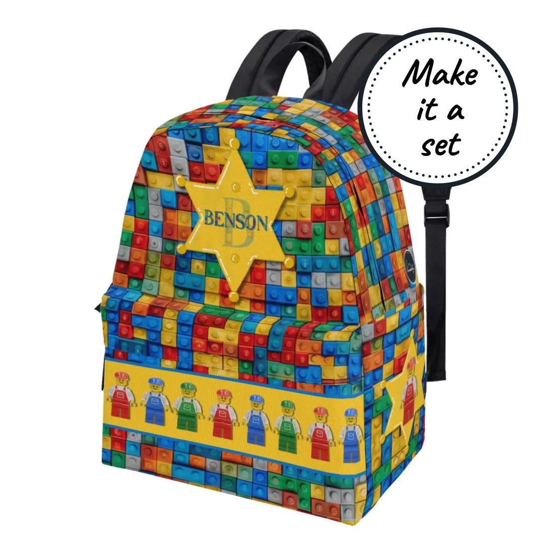 Personalized Toddler Backpack With Custom Name, Kids Bricks School Bag ...