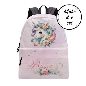 Mochila para niños pequeños con unicornios arcoíris y nombre personalizado, mochila con flores personalizada, mini mochila para guardería para niñas, el mejor regalo de cumpleaños