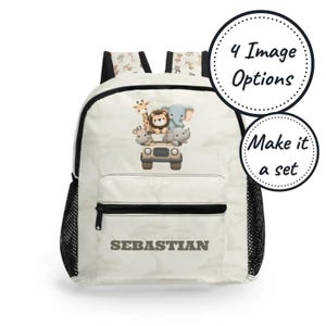 Sac à dos personnalisé pour tout-petit avec nom personnalisé, cartable pour enfants avec animaux de safari, sac à dos mignon pour bébé, cartable pour la maternelle meilleur cadeau d'anniversaire