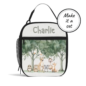 Sac à lunch isotherme avec nom personnalisé pour enfants avec animaux australiens, boîte à lunch refroidisseur de nourriture personnalisée, cadeau d'anniversaire fourre-tout pour collations pour bébés et tout-petits