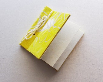 Handmade Paper Notebook, Hand Stitched Journal, Handmade Lemon Yellow Cover