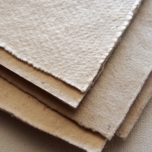 Handmade Mulberry Paper, Deckled Edge, Vintage Style Natural Paper, Eco Friendly, A6, Pack of 10