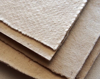 Handmade Mulberry Paper, Deckled Edge, Vintage Style Natural Paper, Eco Friendly, A6, Pack of 10