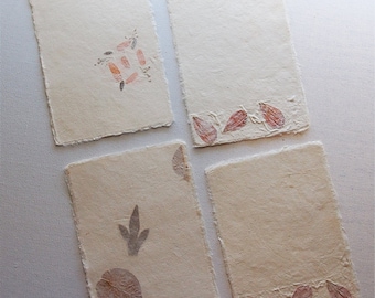 Handmade Paper, Deckled Edge, Plant Natural Paper, Eco Friendly, A6, Pack of 4