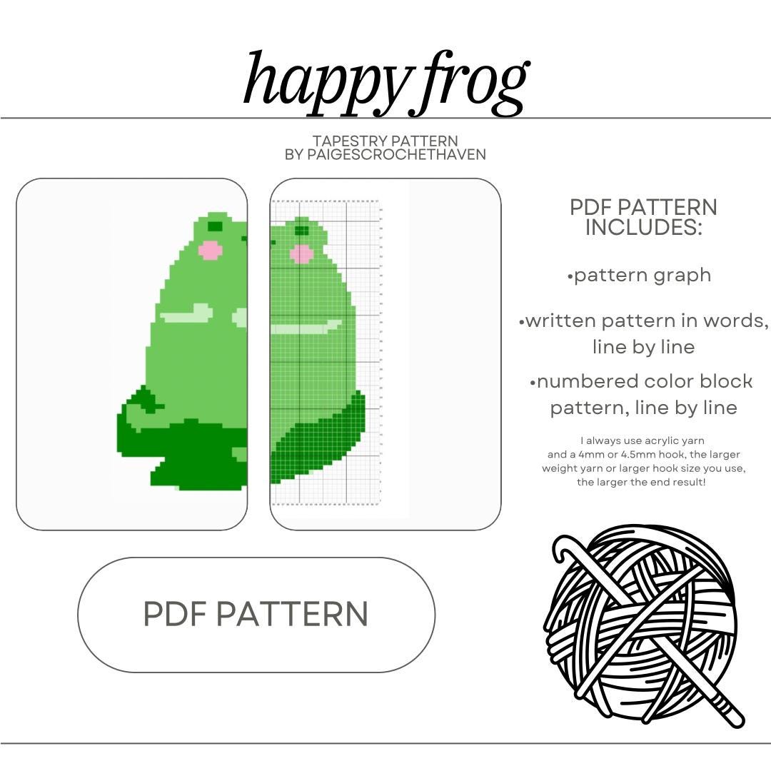 Happy Frog Crochet Tapestry Pattern - PDF Pattern - Etsy