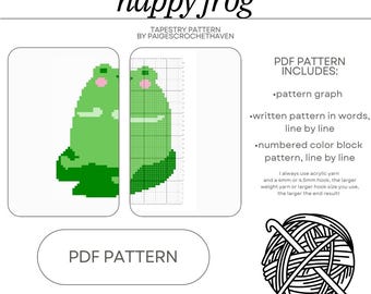Happy Frog Crochet Tapestry Pattern - PDF Pattern