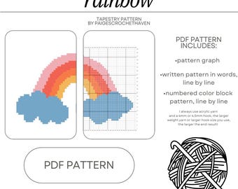 Patrón de tapiz de crochet arcoíris - Patrón PDF