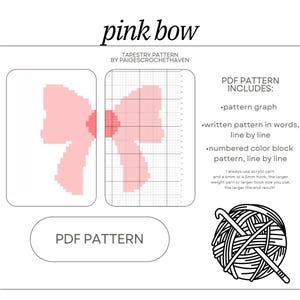 Pink Bow Crochet Tapestry Pattern - PDF Pattern