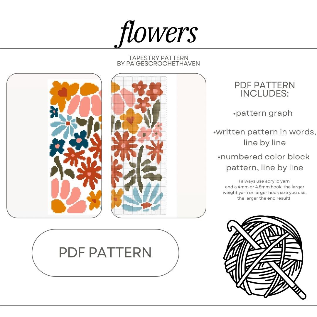 Tapestry Patterns.pdf Flowers Crochet Tapestry Pattern - PDF Pattern - Etsy