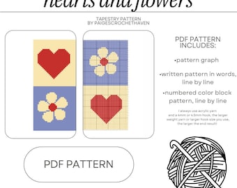 Hearts and Flowers Crochet Tapestry Pattern - PDF Pattern