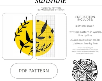 Patron de tapisserie au crochet soleil - Patron PDF