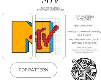 MTV Crochet Tapestry Pattern - PDF Pattern