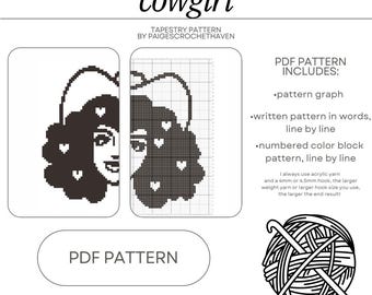 Patrón de tapiz de crochet de vaquera - Patrón PDF