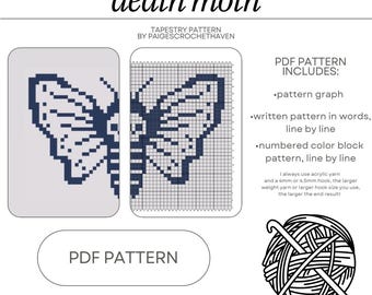 Death Moth Crochet Tapestry Pattern - PDF Pattern