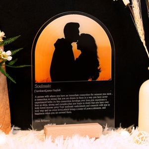 Personalized soulmate lovers definition plaque with stand, Custom photo gifts, Birthday gift for her, Gift for wife, couple picture frame