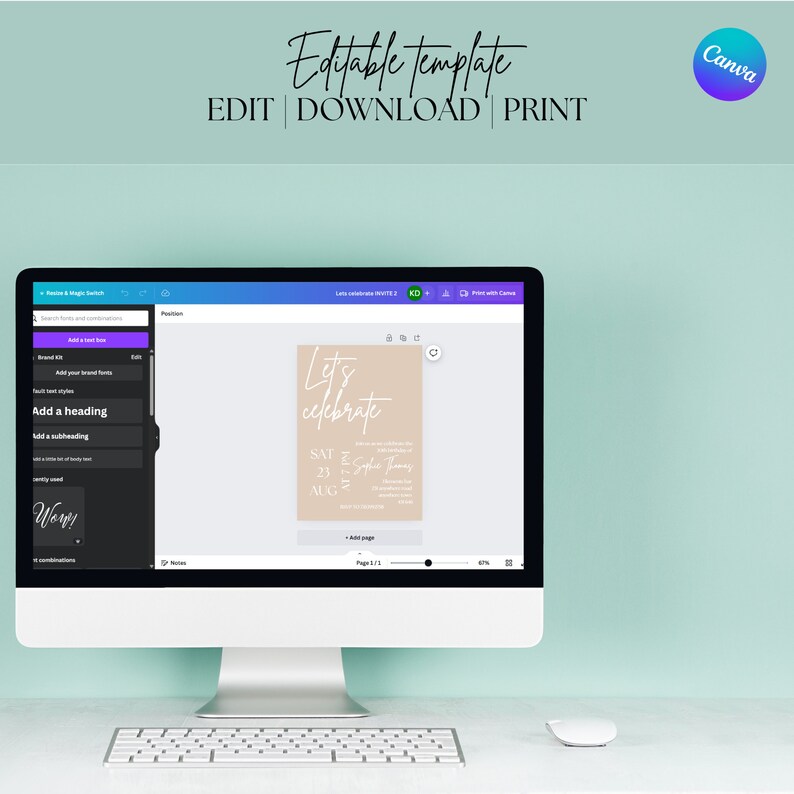 EDITABLE Lets Celebrate Invitation | Digital Download | Easy Editable ...