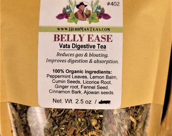 DIGESTIVE TEA -  Proven effective organic tea blend by master herbalist Khabir - gas bloating upset stomach