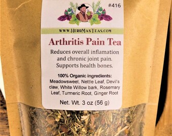 ARTHRITIS PAIN TEA  - Organic Loose Leaf Tea Blend by master herbalist Khabir