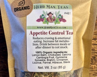 APPETITE SUPPRESSANT TEA - Organic Loose Leaf Tea Blend by master herbalist Khabir