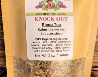 KNOCKOUT SLEEP TEA - Organic Loose Leaf Tea Blend by master herbalist Khabir