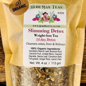 SLIMMING DETOX Tea - Cleanses colon, liver, kidneys and reduces appetite - 14-day full detox for those who are congested & constipated