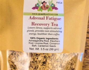 ADRENAL SUPPORT & HEALTH Tea - Proven effective organic tea blend by master herbalist Khabir stamina and energy tea