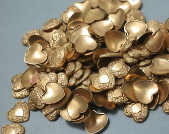 Job lot of brass heart stampings findings - cabochons