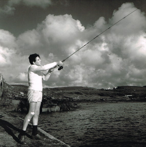 Vintage 1980s Photo 8 X 8 Inches, Boy Fishing, Scotland by R Robinson , Art  Photography 