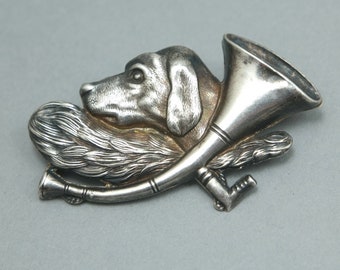 Antique sterling silver dog brooch/ pin for repair