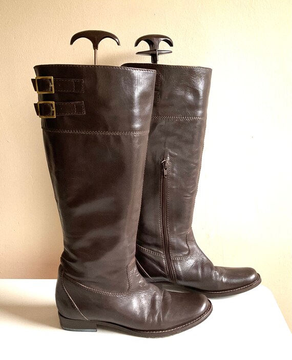 Vintage Jaeger brown leather ladies boots size 37… - image 5
