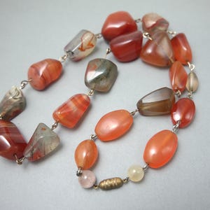 Vintage 1930s graduated moss agate bead necklace