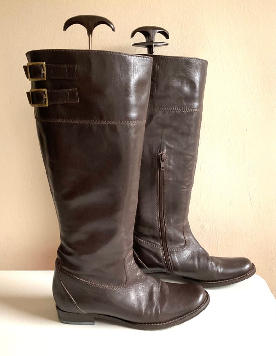 Vintage Jaeger brown leather ladies boots size 37… - image 1