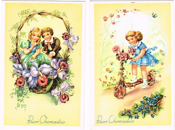 Ensemble Vintage De 10 Buon Onomastico Italien Joyeux Etsy Ensemble Vintage De 10 Buon Onomastico Italien Joyeux Etsy