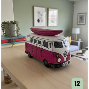 Car Collector, Classic Van, Piggy Bank, Mexican Pottery, Mexican Crafts, Mexican Ceramic Piggy Bank, Home Decor,